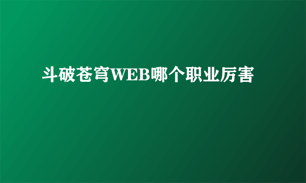 斗破苍穹WEB哪个职业厉害