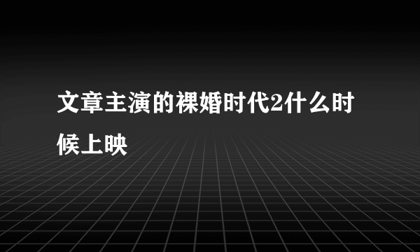 文章主演的裸婚时代2什么时候上映