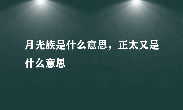 月光族是什么意思，正太又是什么意思