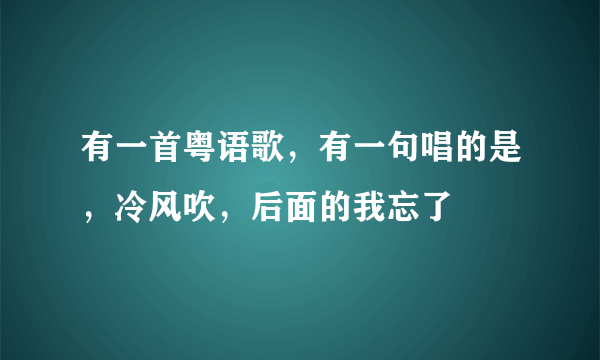 有一首粤语歌，有一句唱的是，冷风吹，后面的我忘了