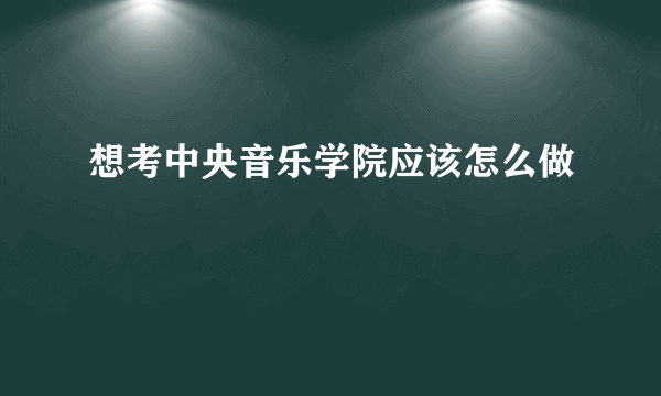 想考中央音乐学院应该怎么做