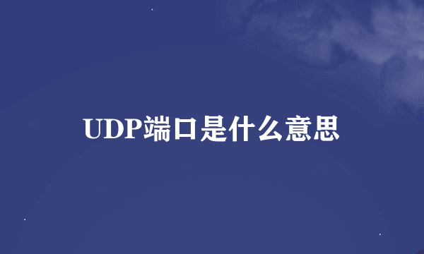 UDP端口是什么意思