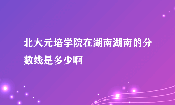 北大元培学院在湖南湖南的分数线是多少啊