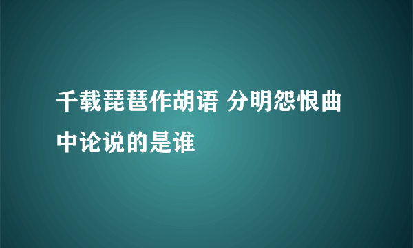 千载琵琶作胡语 分明怨恨曲中论说的是谁