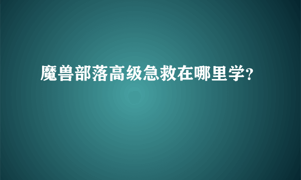 魔兽部落高级急救在哪里学？