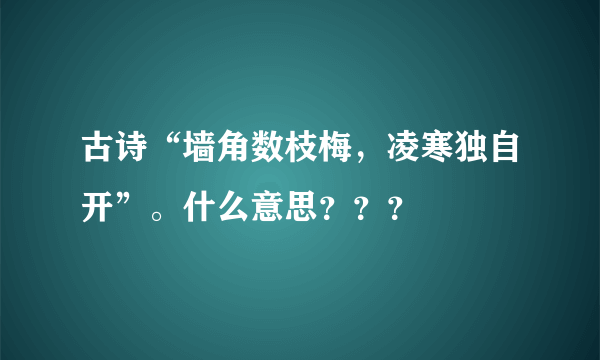 古诗“墙角数枝梅，凌寒独自开”。什么意思？？？