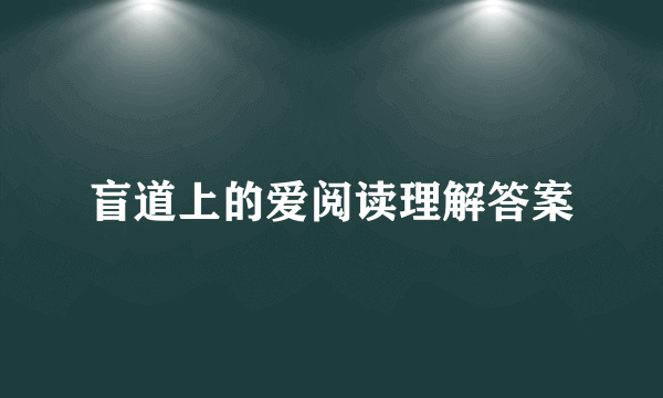 盲道上的爱阅读理解答案