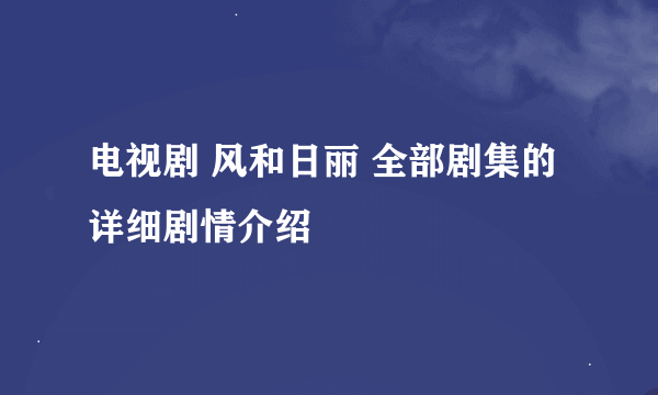 电视剧 风和日丽 全部剧集的详细剧情介绍