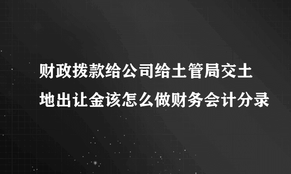 财政拨款给公司给土管局交土地出让金该怎么做财务会计分录