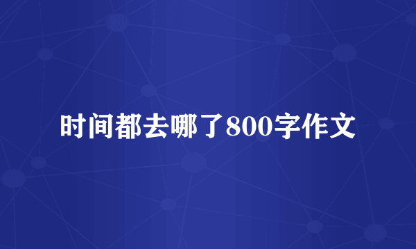 时间都去哪了800字作文