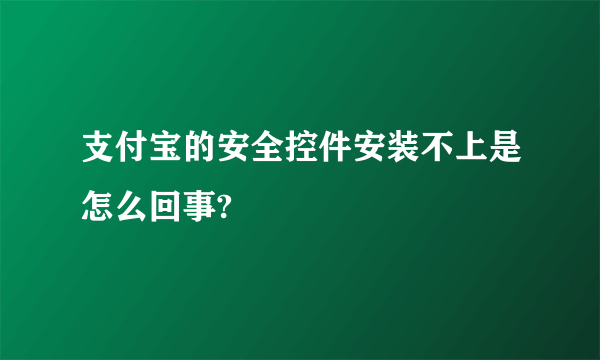 支付宝的安全控件安装不上是怎么回事?