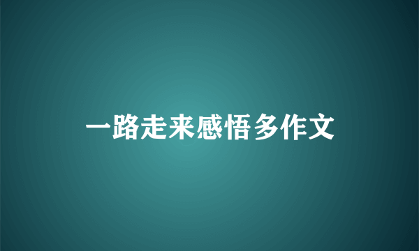 一路走来感悟多作文