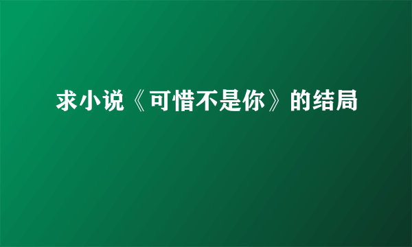 求小说《可惜不是你》的结局