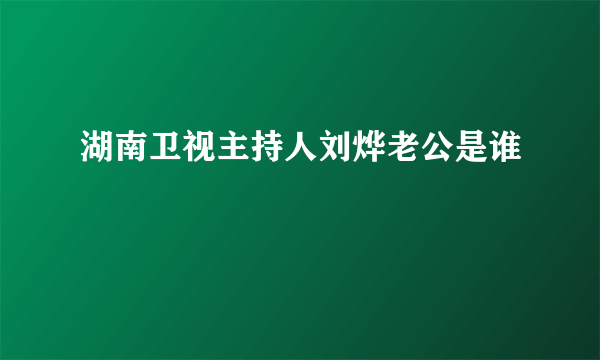 湖南卫视主持人刘烨老公是谁