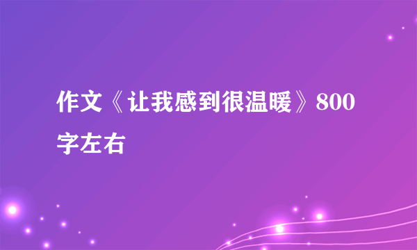 作文《让我感到很温暖》800字左右