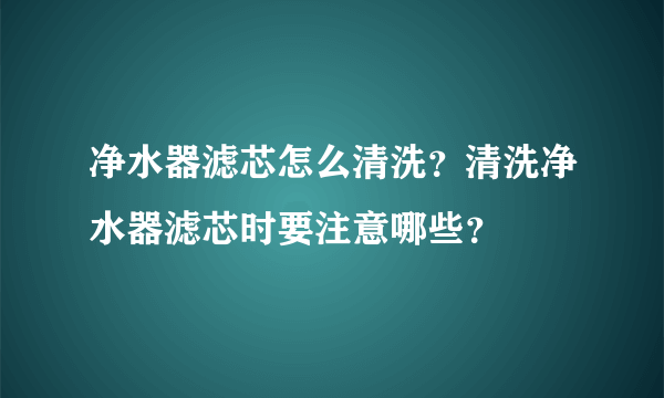 净水器滤芯怎么清洗？清洗净水器滤芯时要注意哪些？