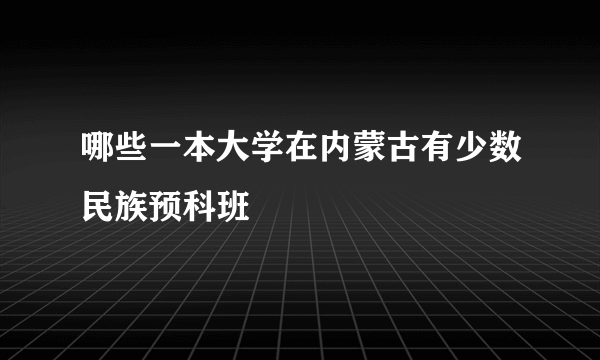 哪些一本大学在内蒙古有少数民族预科班