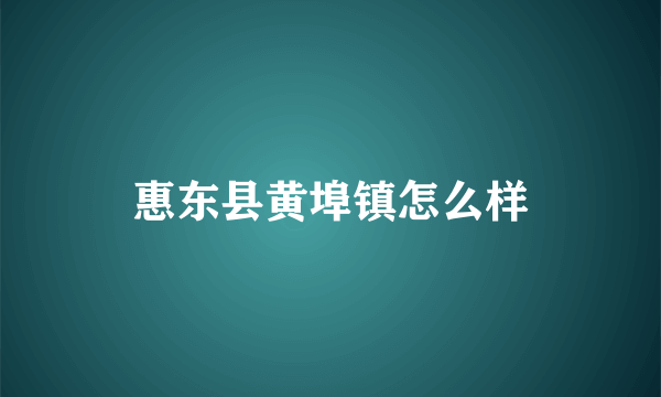 惠东县黄埠镇怎么样