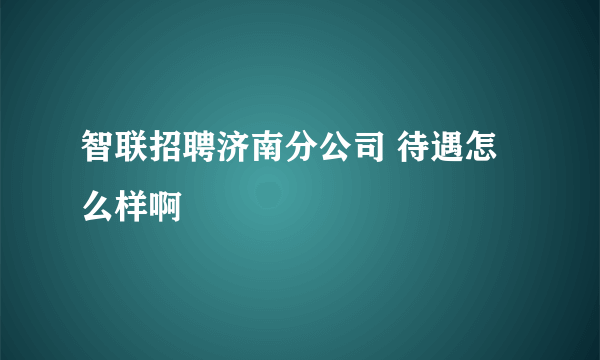 智联招聘济南分公司 待遇怎么样啊