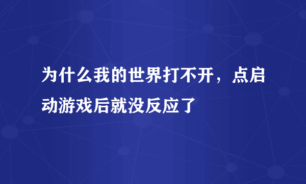 为什么我的世界打不开，点启动游戏后就没反应了