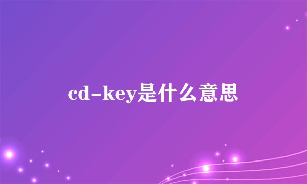 cd-key是什么意思