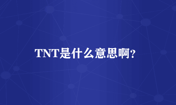 TNT是什么意思啊？