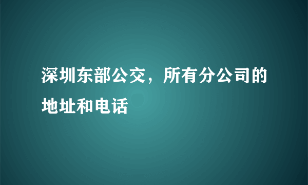 深圳东部公交，所有分公司的地址和电话