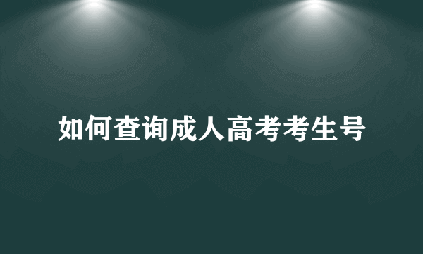 如何查询成人高考考生号