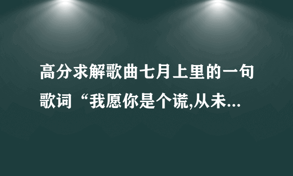 高分求解歌曲七月上里的一句歌词“我愿你是个谎,从未出现南墙”啥意思？