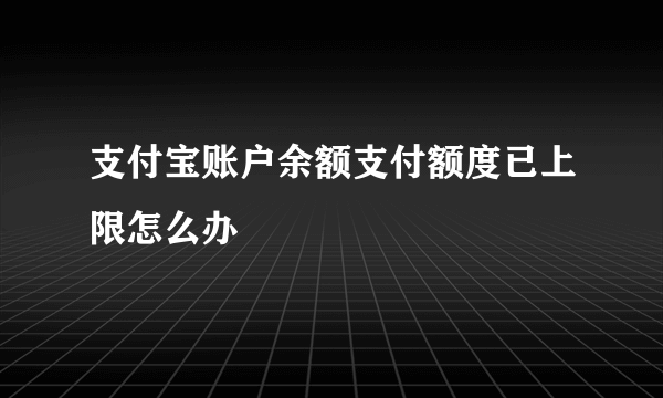 支付宝账户余额支付额度已上限怎么办