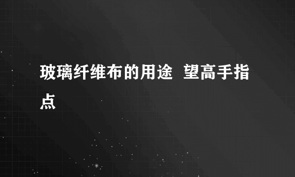 玻璃纤维布的用途  望高手指点