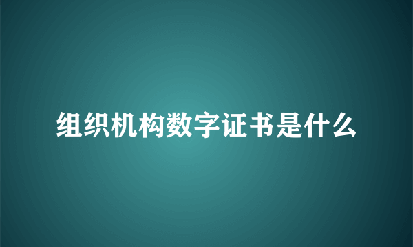 组织机构数字证书是什么