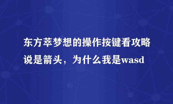 东方萃梦想的操作按键看攻略说是箭头，为什么我是wasd