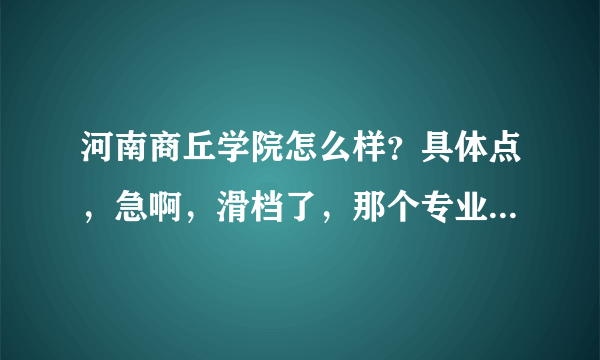 河南商丘学院怎么样？具体点，急啊，滑档了，那个专业好一点？