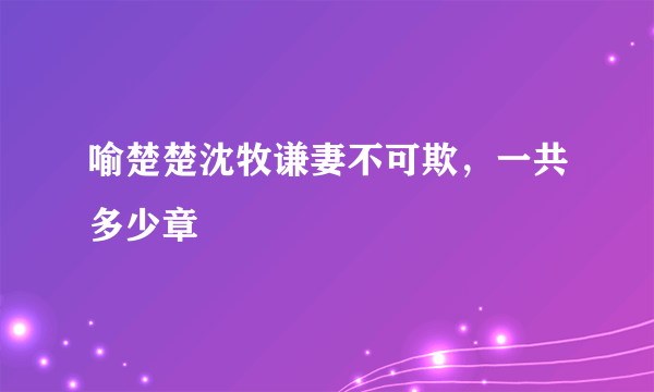 喻楚楚沈牧谦妻不可欺，一共多少章