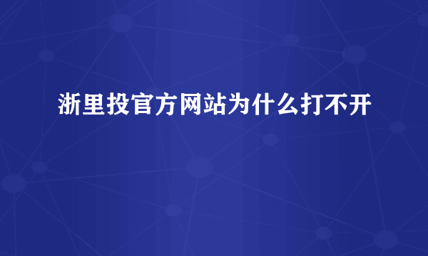 浙里投官方网站为什么打不开