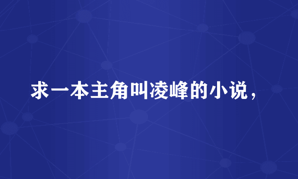 求一本主角叫凌峰的小说，