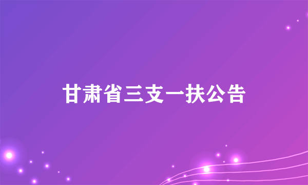 甘肃省三支一扶公告