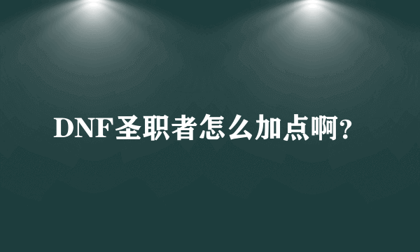 DNF圣职者怎么加点啊？