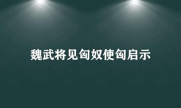 魏武将见匈奴使匈启示