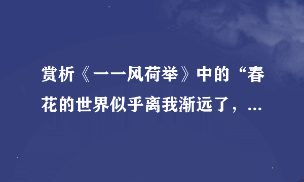 赏析《一一风荷举》中的“春花的世界似乎离我渐远了，那种悠然的岁月也向我挥手作别。而今而后，我只能生