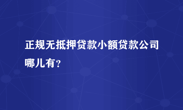 正规无抵押贷款小额贷款公司哪儿有？