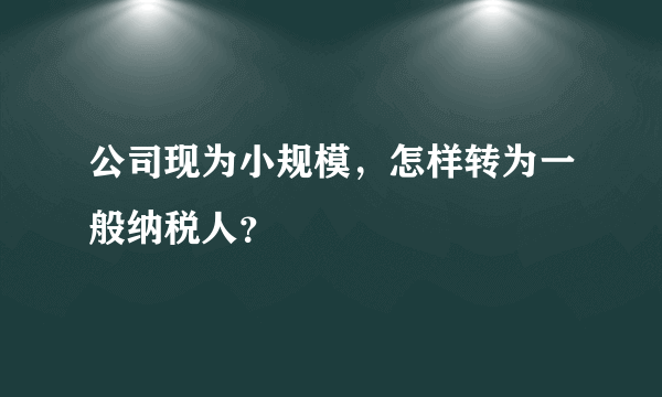 公司现为小规模，怎样转为一般纳税人？