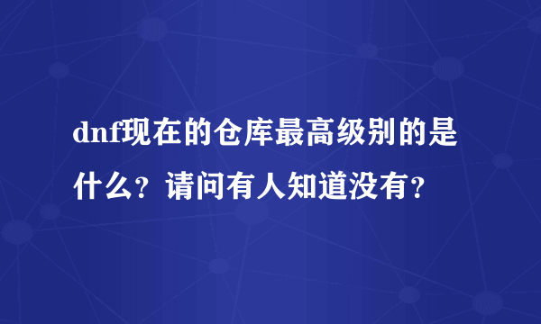 dnf现在的仓库最高级别的是什么？请问有人知道没有？