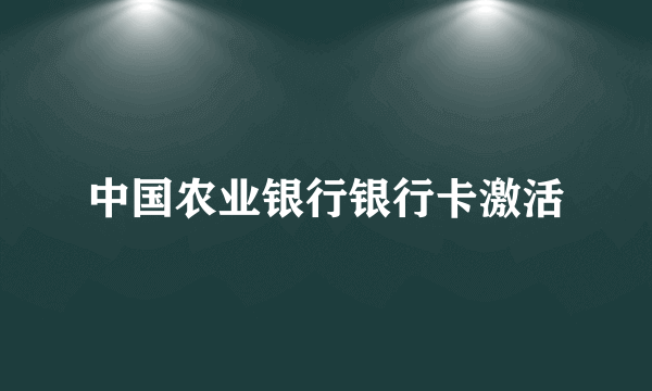 中国农业银行银行卡激活