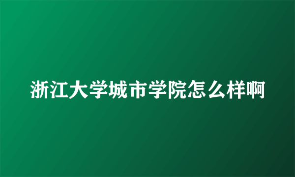 浙江大学城市学院怎么样啊