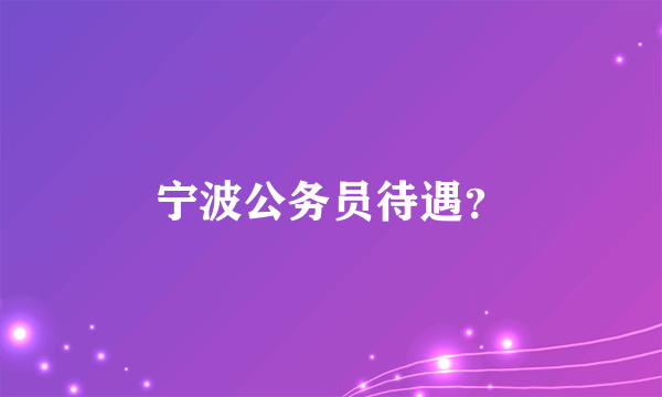 宁波公务员待遇？