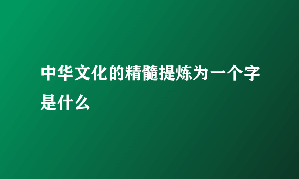 中华文化的精髓提炼为一个字是什么