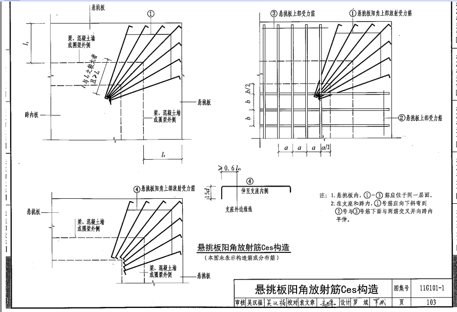 阳角放射筋长度图集上为什么只标注了这么一点，上面伸到板里的不算吗？