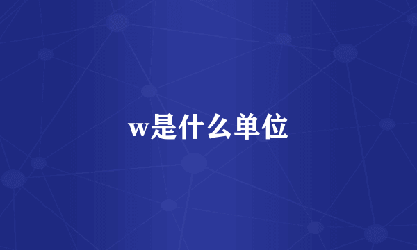 w是什么单位